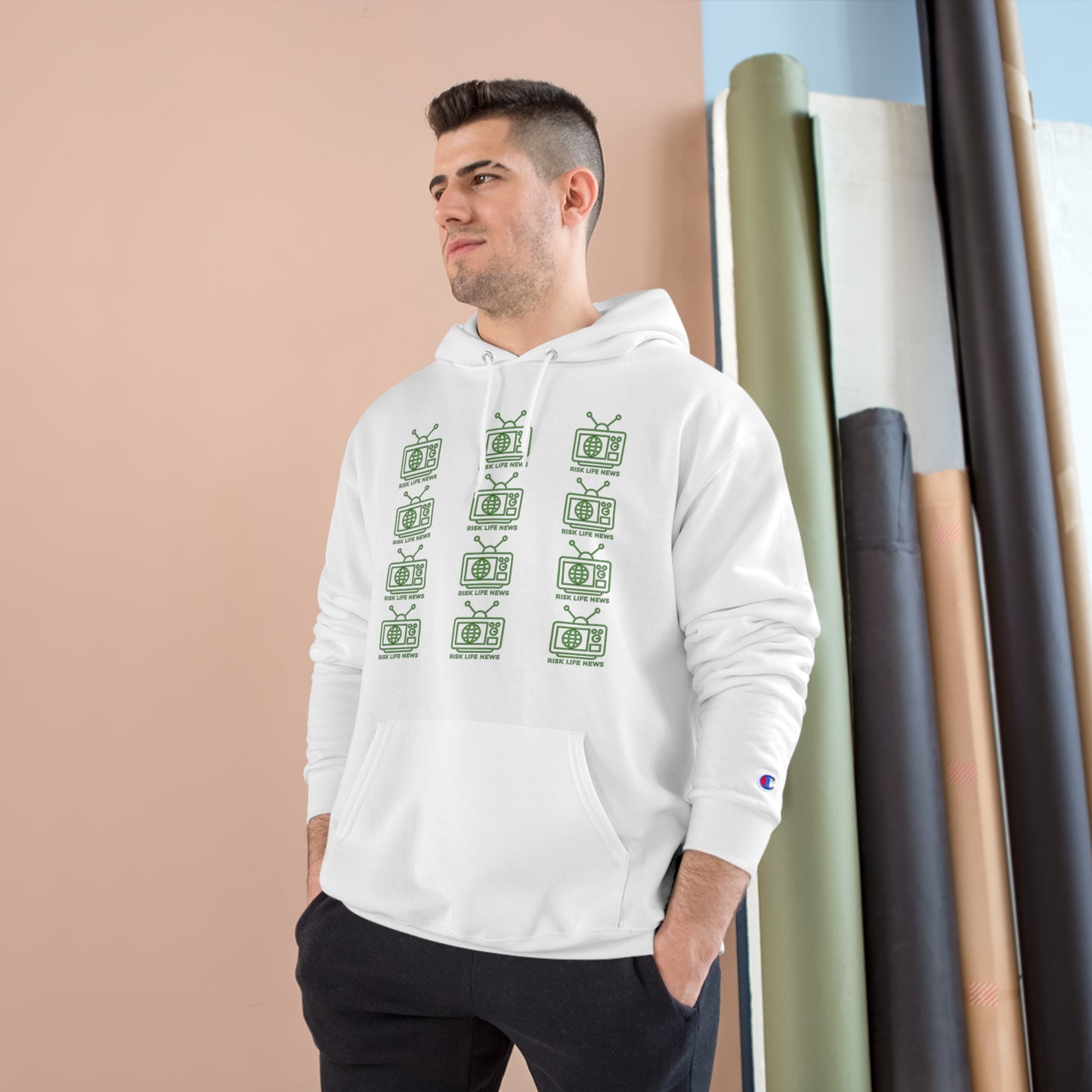 Risk Life News Pattern Champion Hoodie