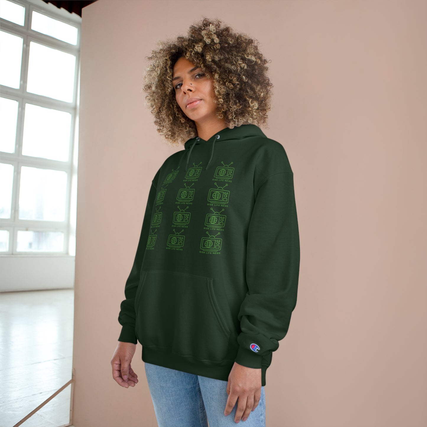 Risk Life News Pattern Champion Hoodie