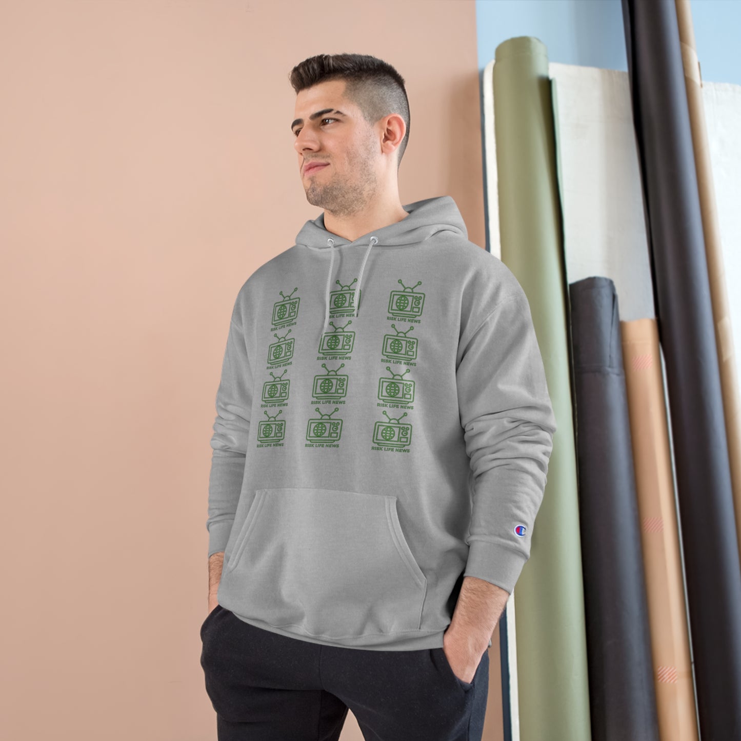 Risk Life News Pattern Champion Hoodie